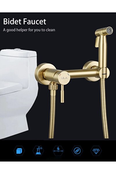 OEM Bathroom Toilet Bidet Pressurized Sprayer Bidet Faucet Double Water Inlet Matte Gold Imported 7 Years Warranty