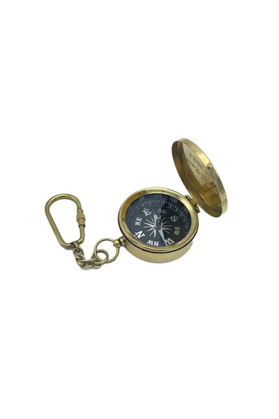 hediyesahibi İsme Özel Pirinç Pusula Tasarımlı Anahtarlık