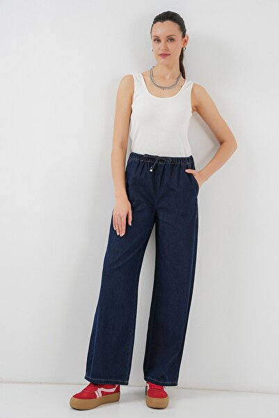Hiccup Bdart Comfortable Wide Leg Denim Jeans with Drawstring