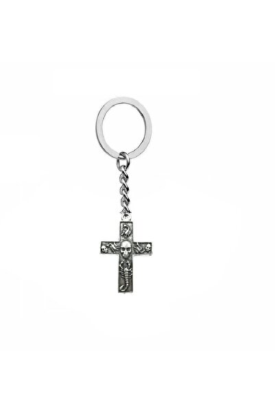 Herşey Nota Breloc unisex cu design gotic cu cruce și figură de craniu – accesoriu din metal în stil alternativ