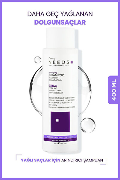 Derma Needs Yağlı Saçlar İçin Şampuan Şampuan 400ml |Sebum Dengeleyici| Biotinli, Sülfatsız, B5 Vitaminli