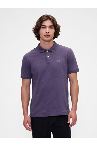 GAP Erkek Mor Logo Piqué Polo Yaka T-Shirt