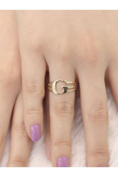 Zeynepli gold & jewelry 14 Ayar Altın Kaburga G Harfi Yüzük