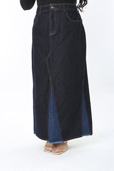 Şans Жіноча велика розмірна темно-синя спідниця-кльош з 5 кишенями 65N38891