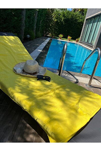 Tropikhome Hızlı Kuruyan Plaj Havlusu %100 Pamuk Yellow Marine Dokuma Plaj Ha...