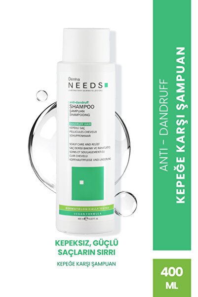Derma Needs Kepek Karşıtı Şampuan 400ml | Arındırıcı |B3 B5 B7 Vitaminli, Amino Asitli | Sülfatsız