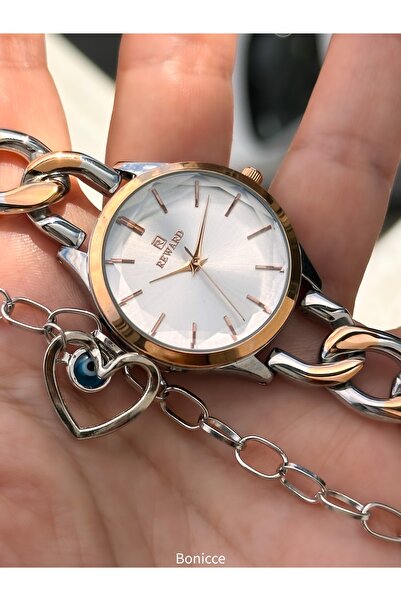 Reward Rose Silver Steel Band,Valentine's Day Gift Women's Wristwatch +Bracelets