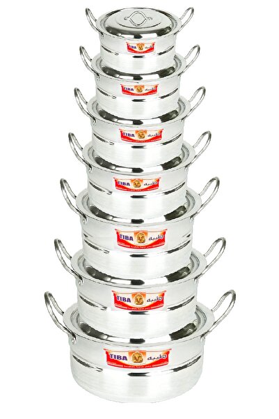 Generic Tayba 7-Piece Aluminum Cookware Set with Belt and Handles - Sizes 1.5/ 3/ 4.5/ 6/ 7.5/ 9.5/ 13 Liters