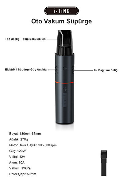 iTing Araç Otomobil Akıllı Set Araç Yıkama Araç İçi Süpürge Araç Lastik Şişirme Akü Takviye Seti