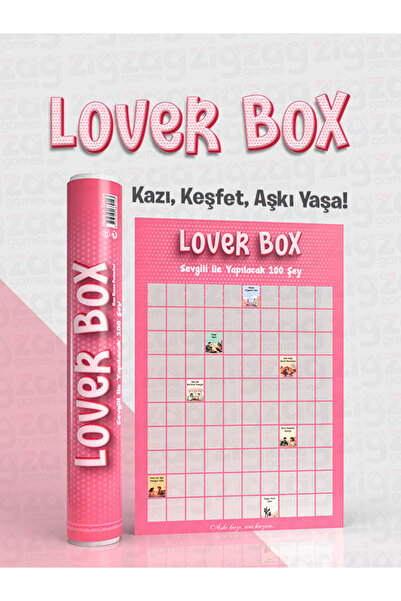 Zigzag Lover Box | Sevgiliyle Yapılacak 100 Eğlenceli Aktivite | Kazı Kazan Poster