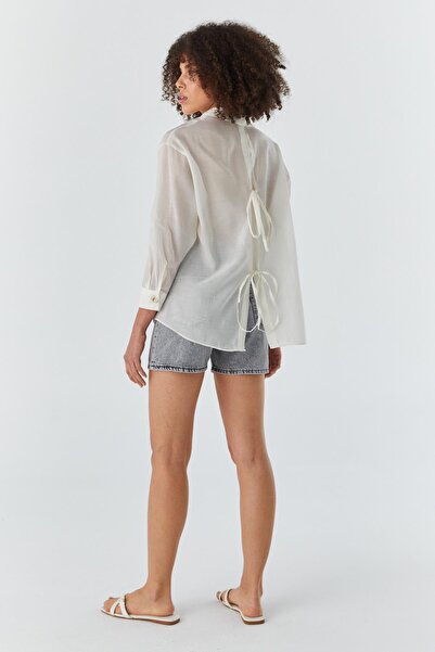 Shopping Shop Πουκάμισο με δέσιμο στην πλάτη ΚΡΕΜΑ