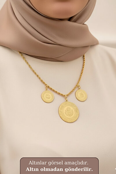 TwinsCollection Burma Halat Zincir 3'ü Bir Yerde Kolye - Kulplu Altın Üçü Bir...