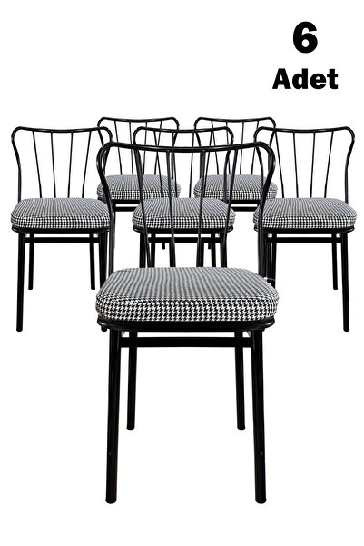 TP TUNAPRES 6'lı Minimalist Metal Ayaklı Modern Yemek Masası Sandalyesi – Min...