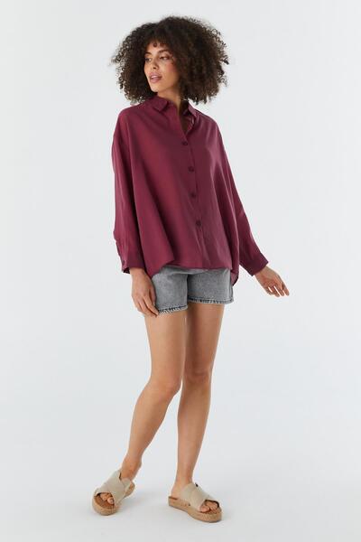 Shopping Shop Cămașă cu legături la spate Roșu Claret