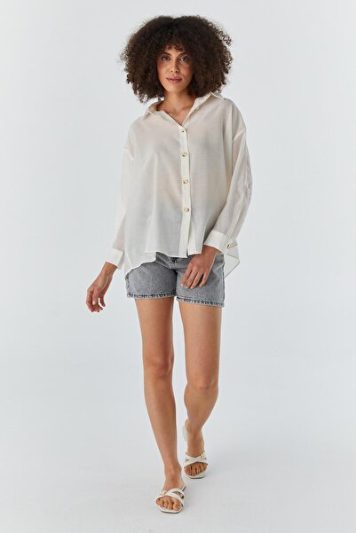 Shopping Shop Πουκάμισο με δέσιμο στην πλάτη ΚΡΕΜΑ