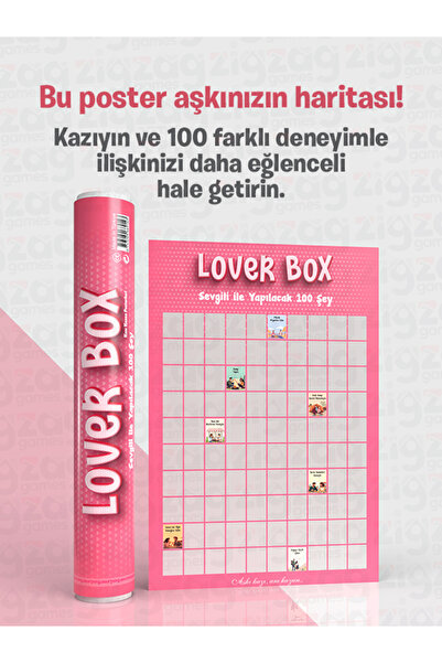 Zigzag Lover Box | Sevgiliyle Yapılacak 100 Eğlenceli Aktivite | Kazı Kazan Poster