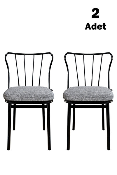 TP TUNAPRES 2'li Minimalist Metal Ayaklı Modern Yemek Masası Sandalyesi – Gri...