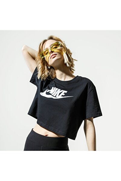 Nike W Nsw Tee Essntl Crp Icn Ftr Kadın Siyah T-shirt - BV6175-010