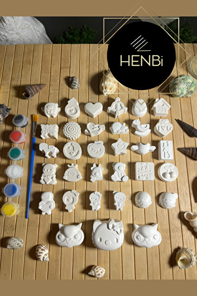 HENBi 33 Adet Mini Taş Boyama Seti Anne ve Çocuk Etkinliği El Beceri Gelişimi...