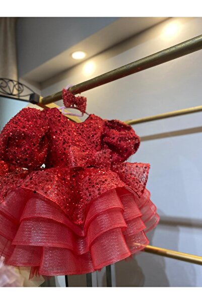 Laresse Boncuklu Balon Kollu Tokalı Kız Çocuk Abiye Elbise