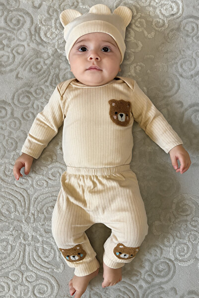 anne dokunuşu gibi KUZUM BEBE 2’li Fitilli Kumaş Çiçek Desenli Kız Bebek Çocuk Alt Üst Takım