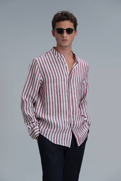 Lufian Fast Men's Basic Shirt Comfort Fit Claret Red