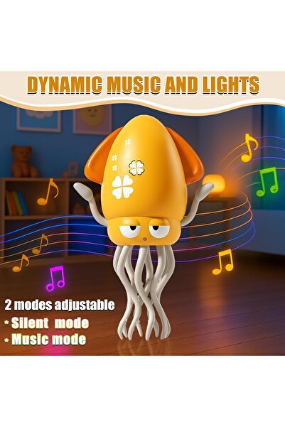 hediyecik Magic Ahtapot Dans Eden Sensörlü Sesli Işıklı İnteraktif Eğlenceli Oyuncak Usb Şarjlı