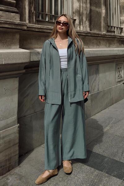 Olcay Kapucnis laza modális dupla öltöny KHAKI 9294-TK