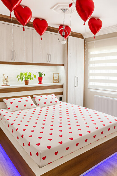 Felina Home مجموعة ملاءات سرير مطاطية بنمط قلب الحب