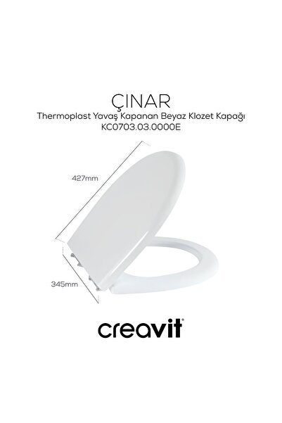 Creavit Perla Beyaz Kanallı Asma Klozet TP320, Perla Çınar Yavaş Kapak
