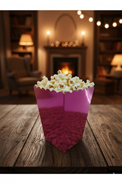 Deniz Party Store علبة رقائق الذرة المعدنية الفوشيا من الورق المقوى الفشار 8 قطع