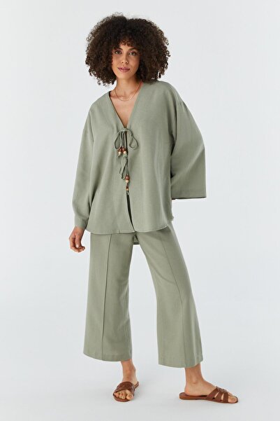 Shopping Shop Σετ Κιμονό Λινό ΧΑΚΙ