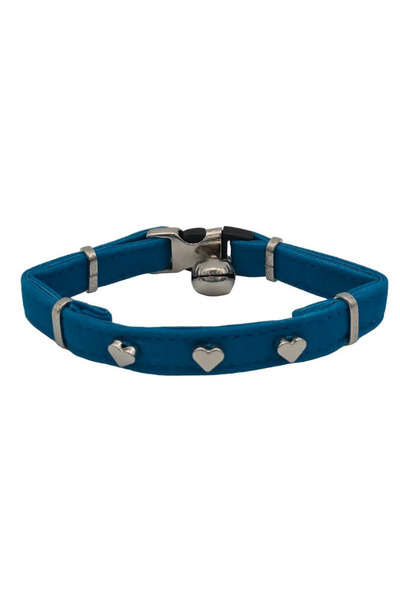 Jooys Velvet Heart Cat Collar with Bell Turquoise