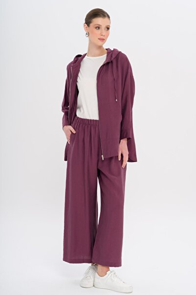 Olcay Hooded Loose Modal Double Suit Dried Rose 9294-Tk