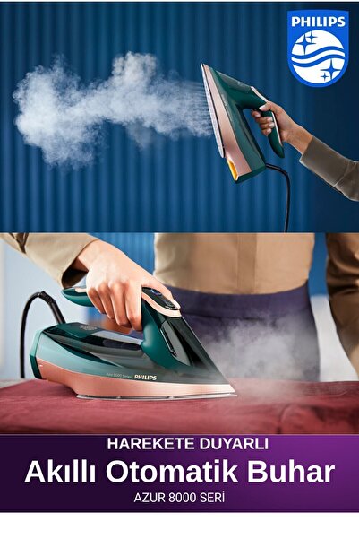 Philips Azur 8000 Seri Buharlı Ütü | Harekete Duyarlı Otomatik Buhar | Özel Taban Teknolojisi 3000W