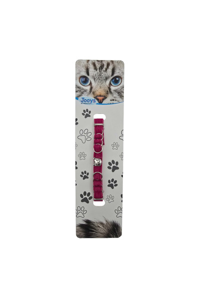 Jooys Cat Neck Collar Fuchsia with Velvet Bell Ring