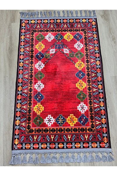 PrayerRug Dokuma Taban Örgü Püsküleri ve İpek Kadar Yumuşak Yüzeyiyle  Bambu ...