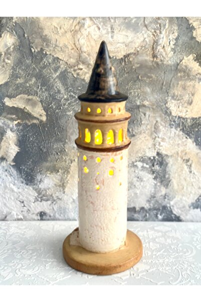 Kumsal Hobi Sanat Galata Kulesi Seramik Tealight Biblo 36 cm