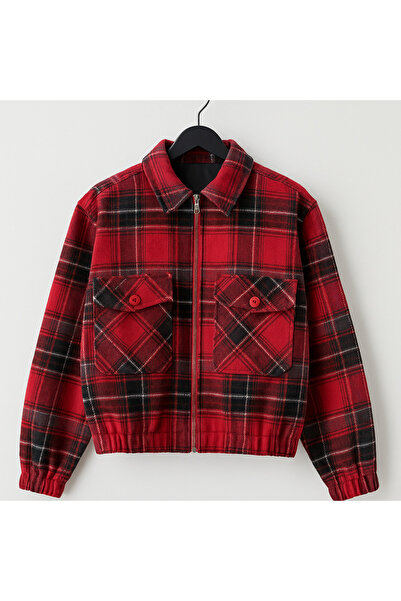 Hilal Akıncı Kids Jachetă cu fermoar în carouri