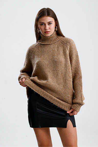 Figo Turtleneck Raglan Sleeve Ribbed Knitwear Sweater