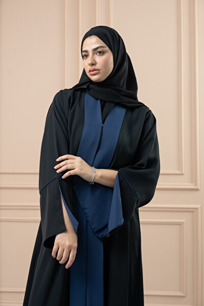LAVİNİA Lavinia women's abaya, internet fabric with colorful satin crepe.