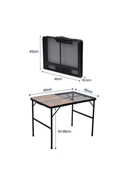 MADFOX Eazy Katlanır Kamp Masası Izgaralı Ahşap