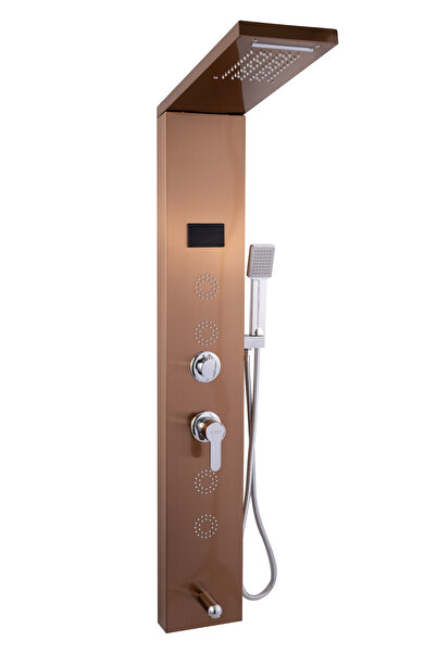 Trendy's Panou de dus cu hidromasaj TRENDY’S, inox 5 functii digital cu led, cupru satin