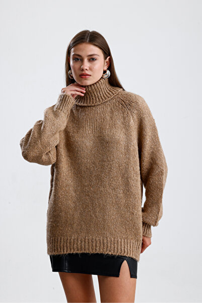Figo Turtleneck Raglan Sleeve Ribbed Knitwear Sweater