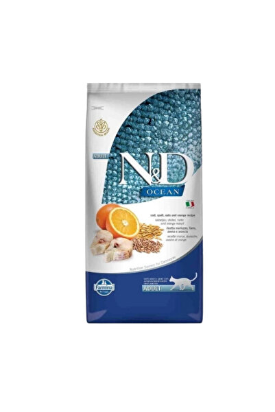 N&D Ocean Morina Balıklı ve Portakallı Ata Tahıllı Yetişkin Kedi Maması 10kg