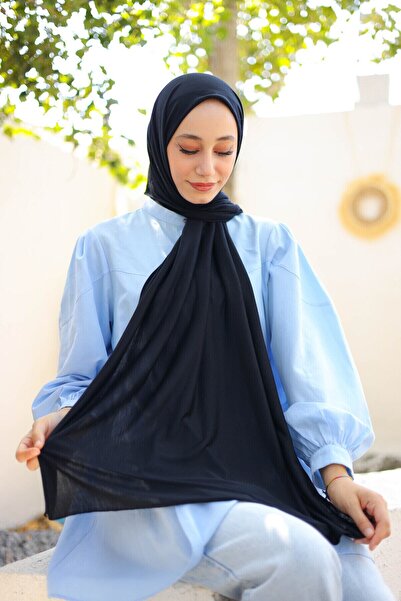 shalby Şal din Bumbac Pieptănat Hijab Negru