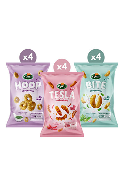 Cipsaş Hoop Tesla Bite Vegan Gluten-Free Chickpea Chips Set 65 g X 12 Pcs