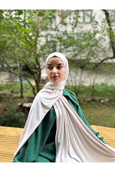 shalby Χτενισμένο βαμβακερό σάλι Hijab Μπεζ