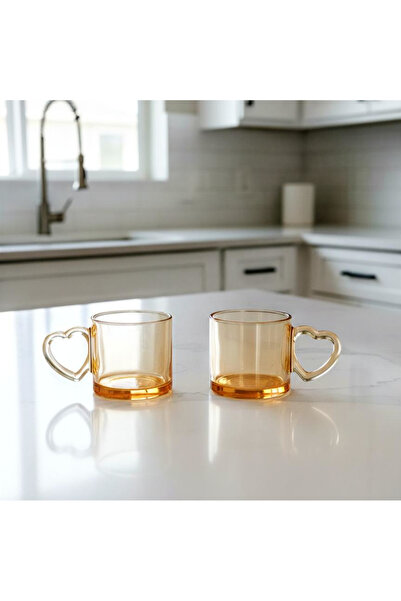 FAIR HOME Set of 2 Thick Glass Mugs with Heart Handles Special for Couples – ...
