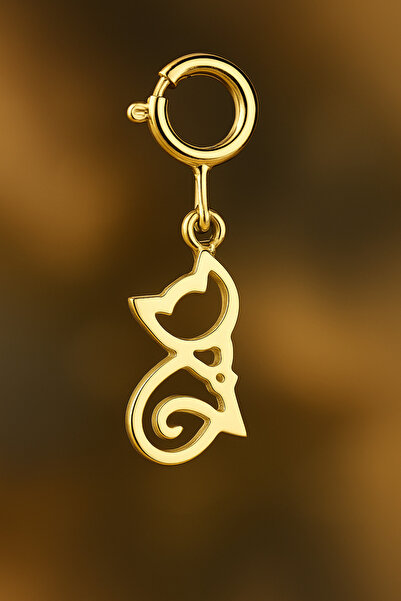 Ariş Kedi Altın Charm Kolye Ucu